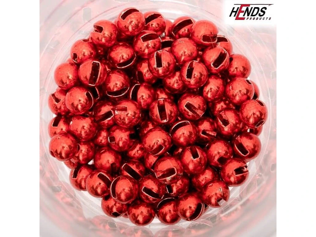 Slotted Tungsten beads Anodized Red
