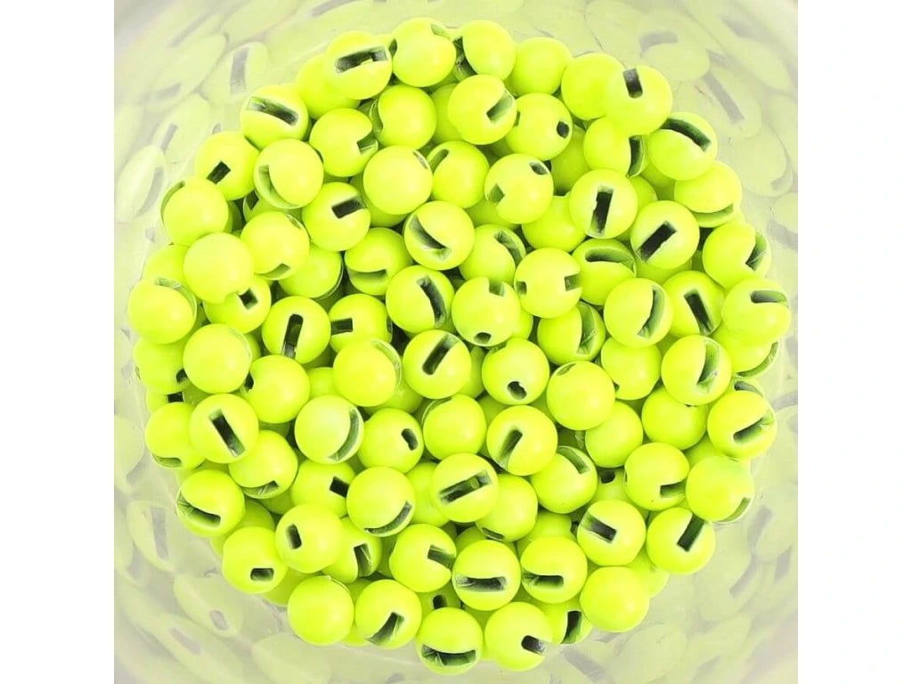 Slotted Tungsten Beads Fluo Yellow