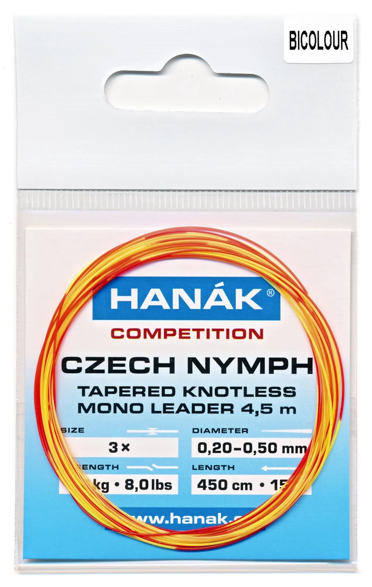 Hanák Tapered Knotless Mono Czech Nymph Leader tilbúinn taumur - taumefni Hanák Competition